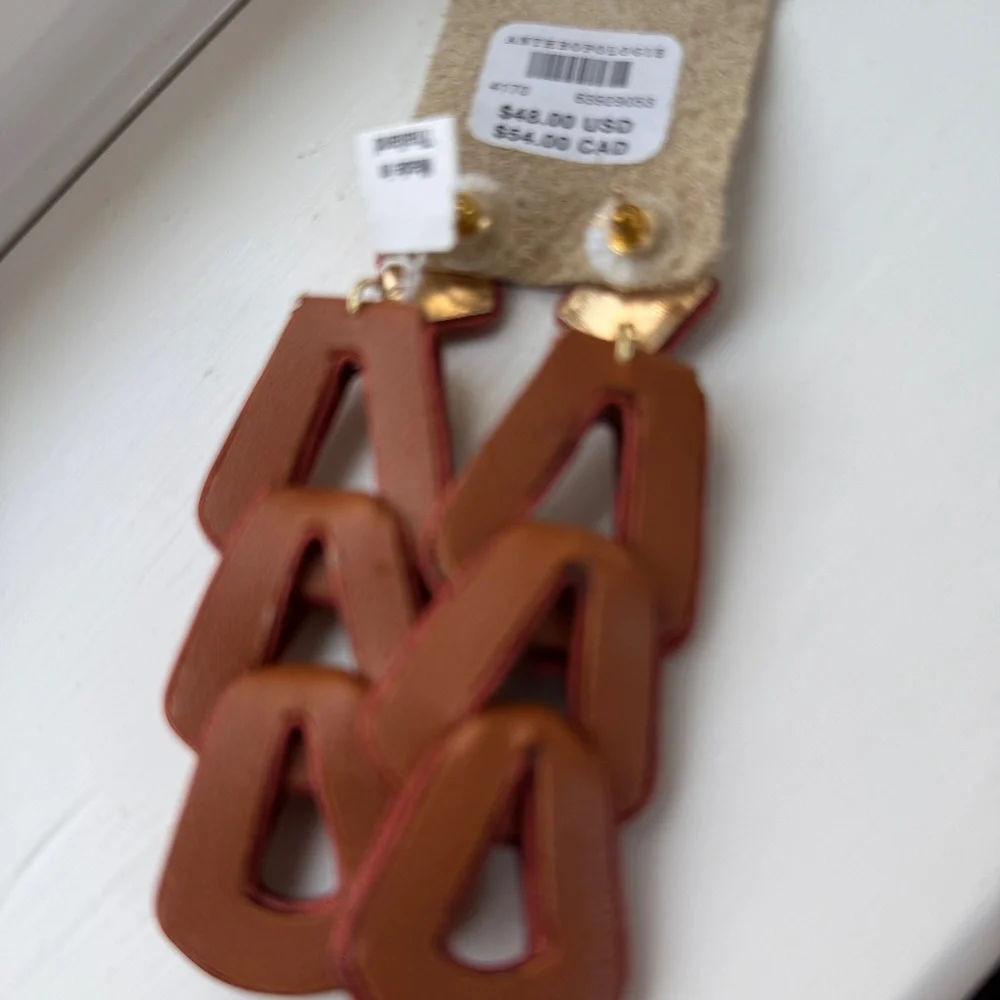Anthropologie Leather Loop Drop Earrings New